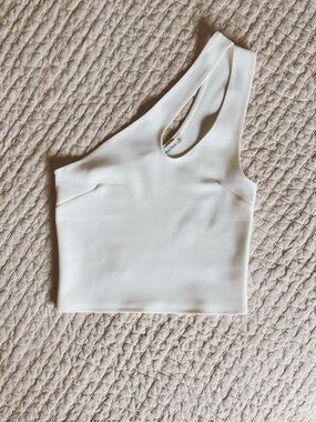 Abercrombie White One-Shoulder Crop Tank